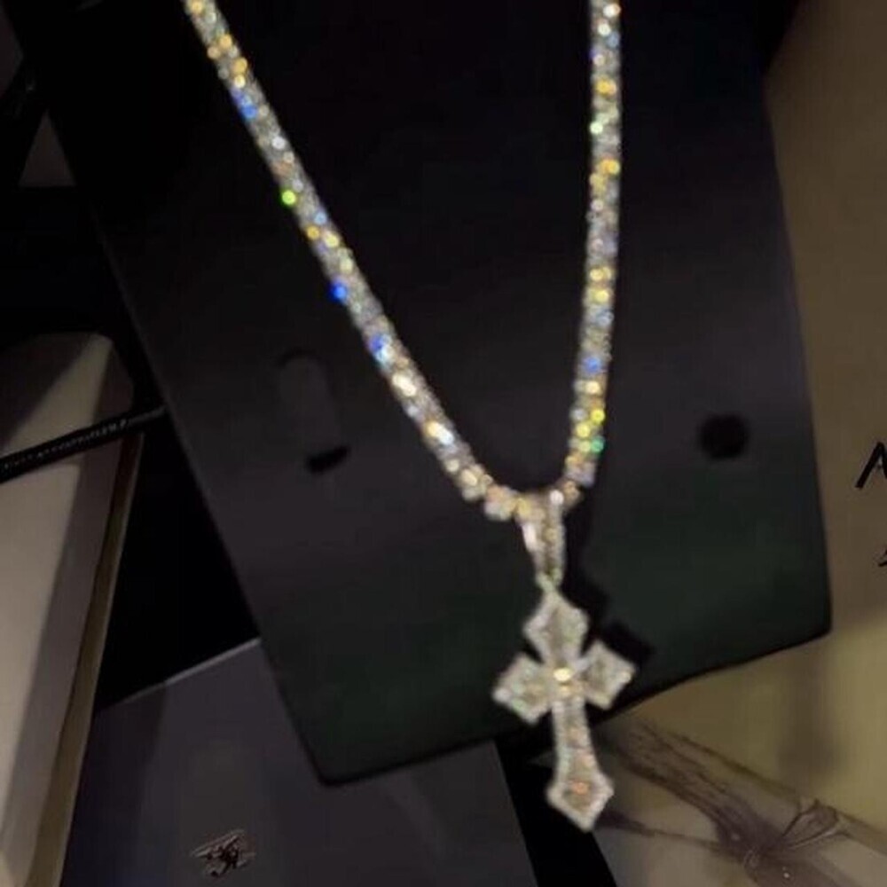 Title Iced Out Cross Necklace 734 F - Picture 3 of 5